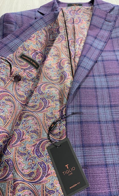 Tiglio Purple and Navy Plaid Sport Coat