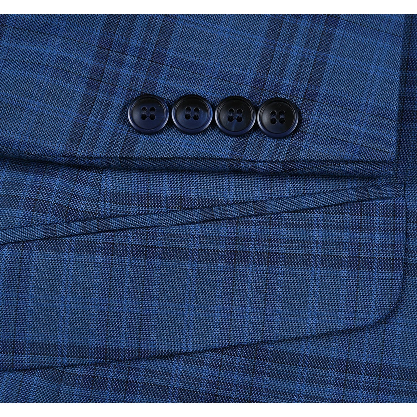 Renoir 294-9 Men's Slim Fit Notch Lapels Blue Check Blazer