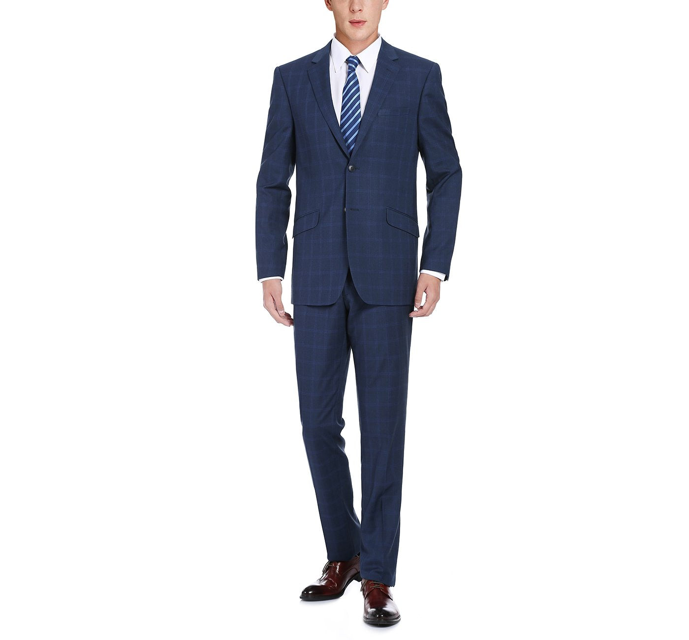 Renoir 292-6 Men's Slim Fit 2-Piece Single Breasted Check Dress Suit