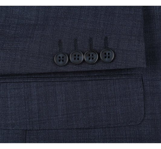 Renoir Navy Sharkskin Classic Fit Suit