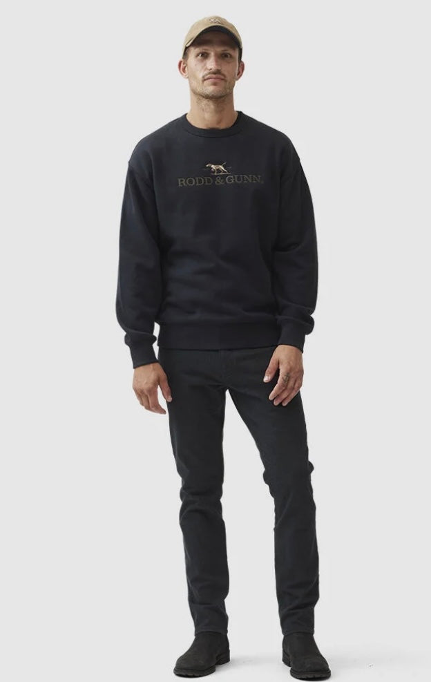 Rodd and Gunn Gunn Logo Sweat in Ebony on clearance