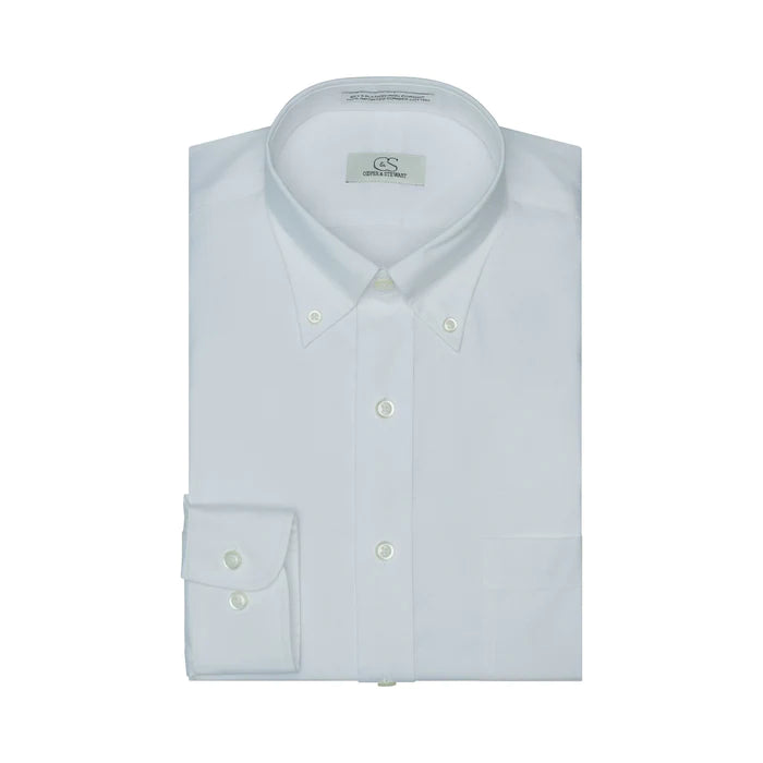 Cooper and Stewart White Non-Iron Pinpoint Button Down Dress Shirt