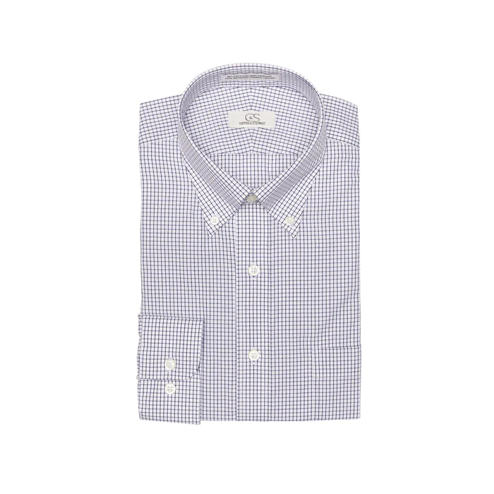 Cooper and Stewart White/Black Check Classic Fit Dress Shirt