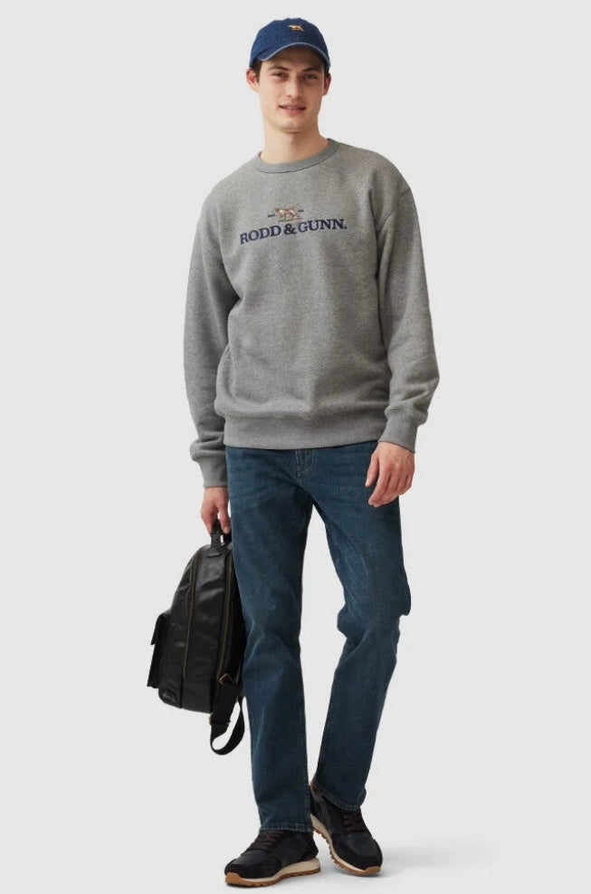 Rodd and Gunn Gunn Logo Sweat in Slate on clearance