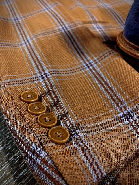 Rust and Light Blue Windowpane Sport Coat