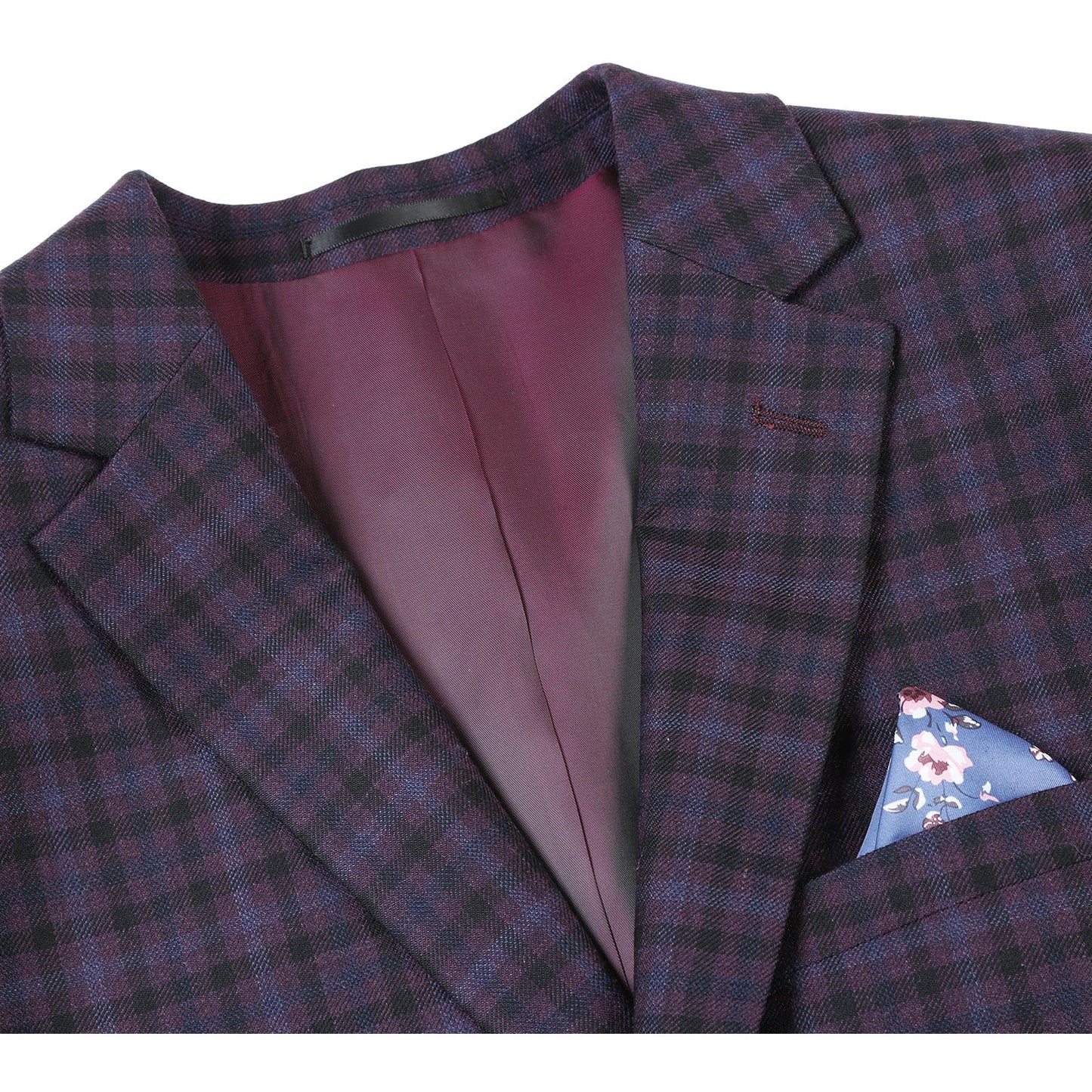 Renoir 563-9 Men's Slim Fit Wool Blend Checked Blazer