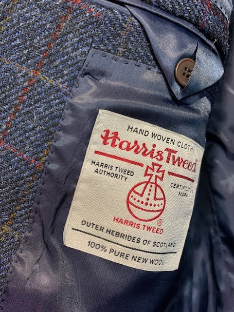 The Total Gentleman Blue/Yellow/Red Windowpane Harris Tweed Sport Coat