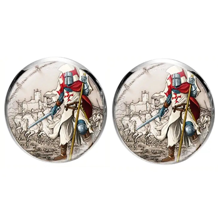 Bassin and Brown Knights Templar Cufflinks - Grey/Blue/Red