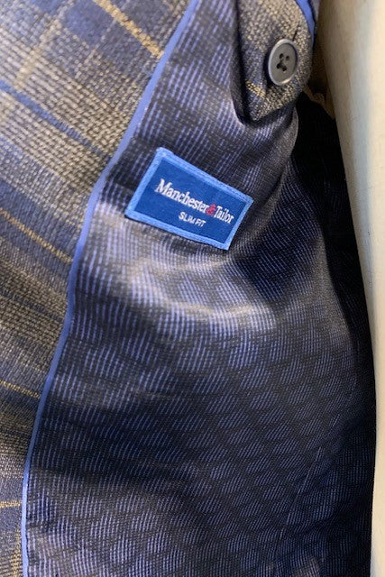 Manchester and Tailor Slim Fit Blue and Grey Plaid