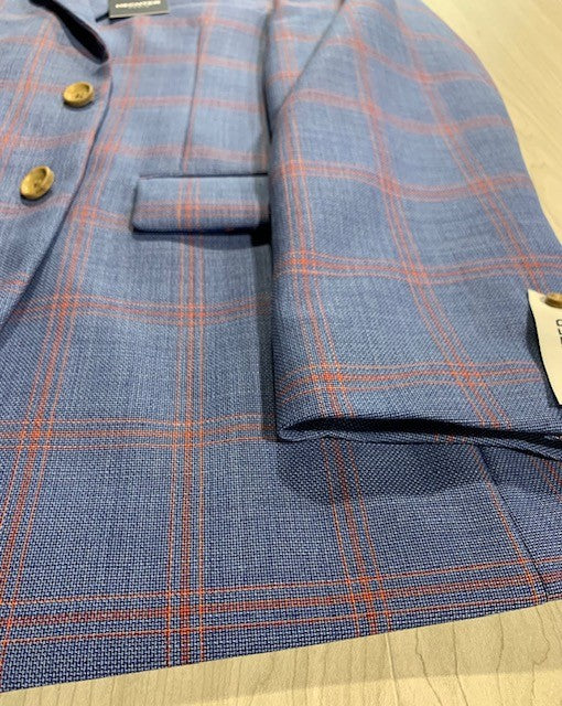 Hechter Blue and Red Windowpane Sport Coat