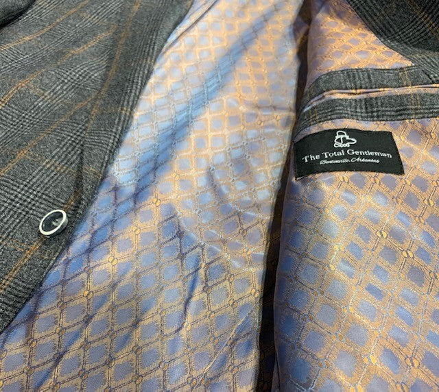 TG Signature Series Grey and Orange Plaid Sport Coat