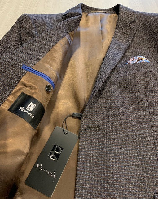 Renoir 561-16 Slim Fit Brown Check Sport Coat