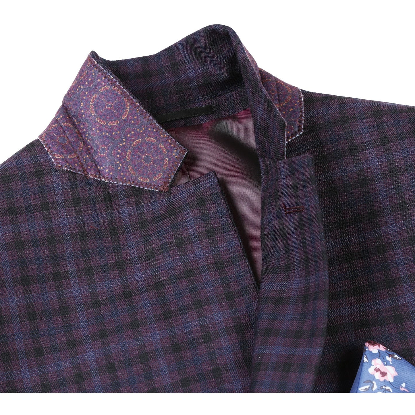 Renoir 563-9 Men's Slim Fit Wool Blend Checked Blazer