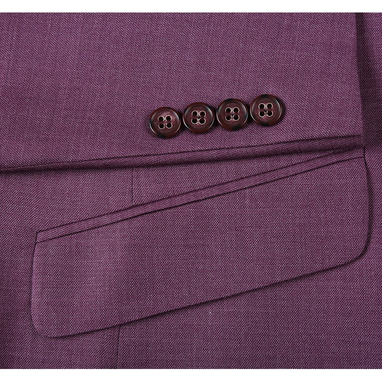 Renoir 293-16 Men's Slim Fit Notch Lapels Berry Solid Suits