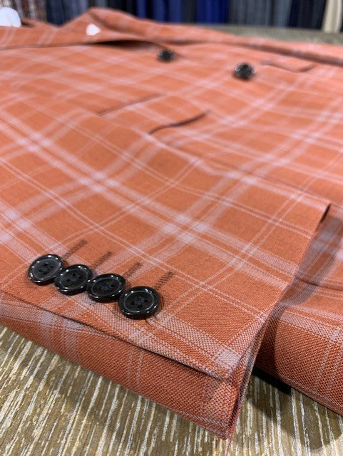 Burnt Orange and Grey Plaid Sport Coat