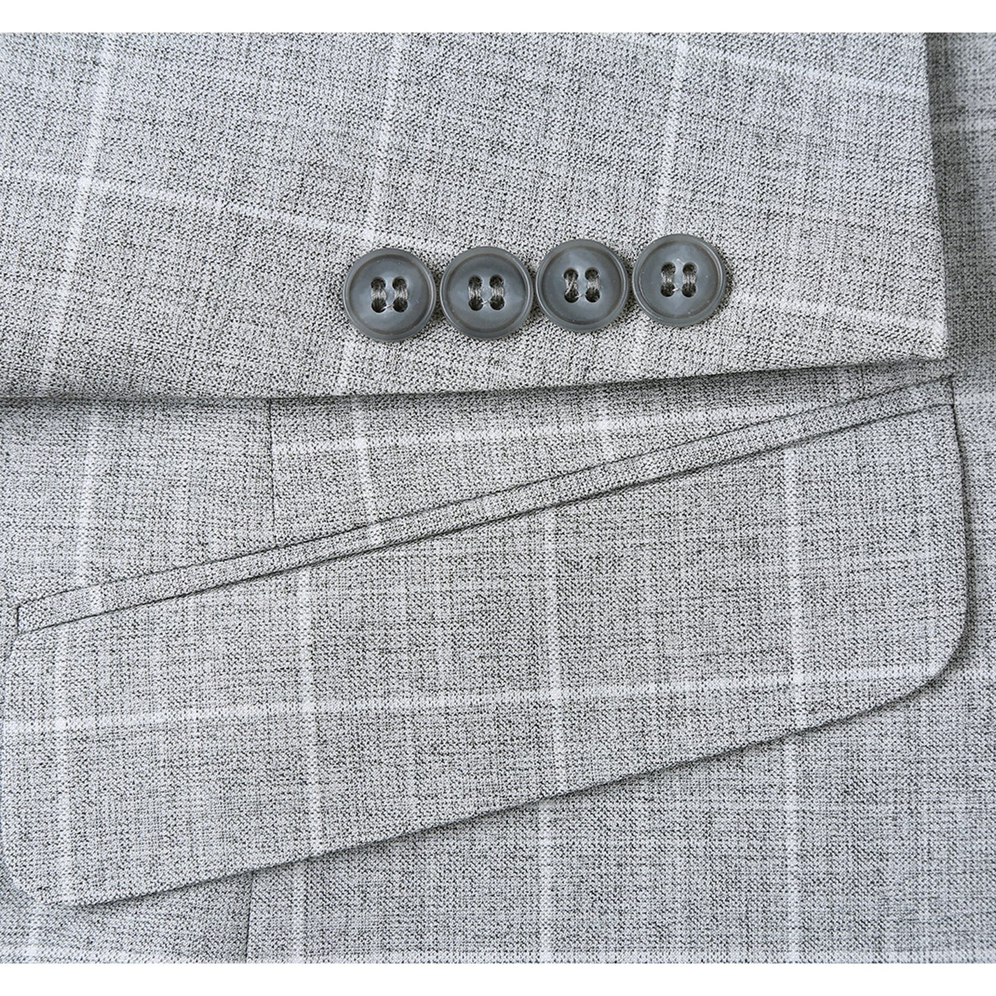 Renoir 294-10 Men's Slim Fit Notch Lapels Light Gray Check Blazer