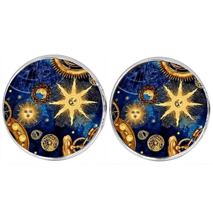 Bassin and Brown Star Flash Cufflinks - Blue and Beige