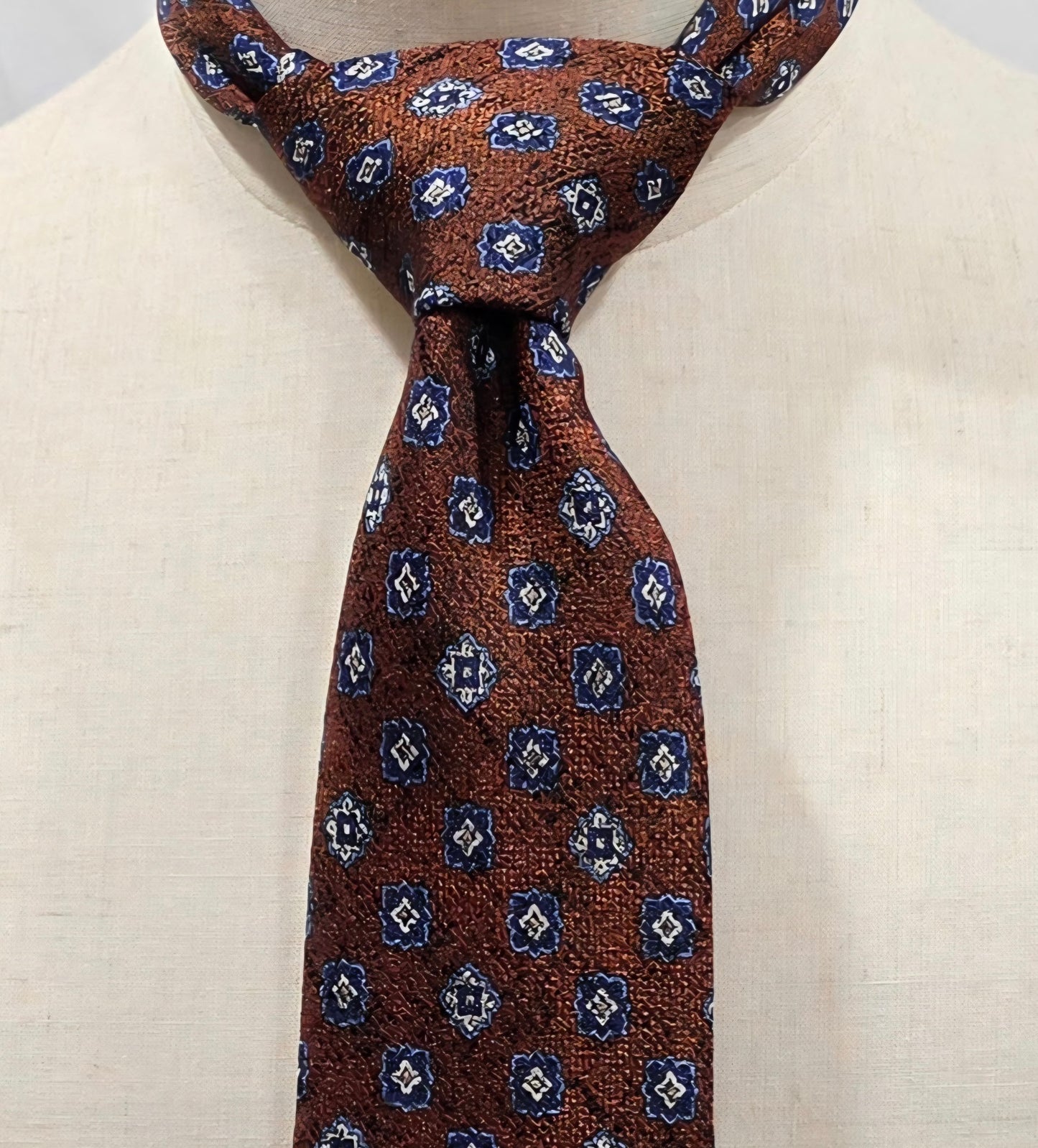 Hampstead by Geoff Nicholson Bronze and Blue Diamond Silk Tie
