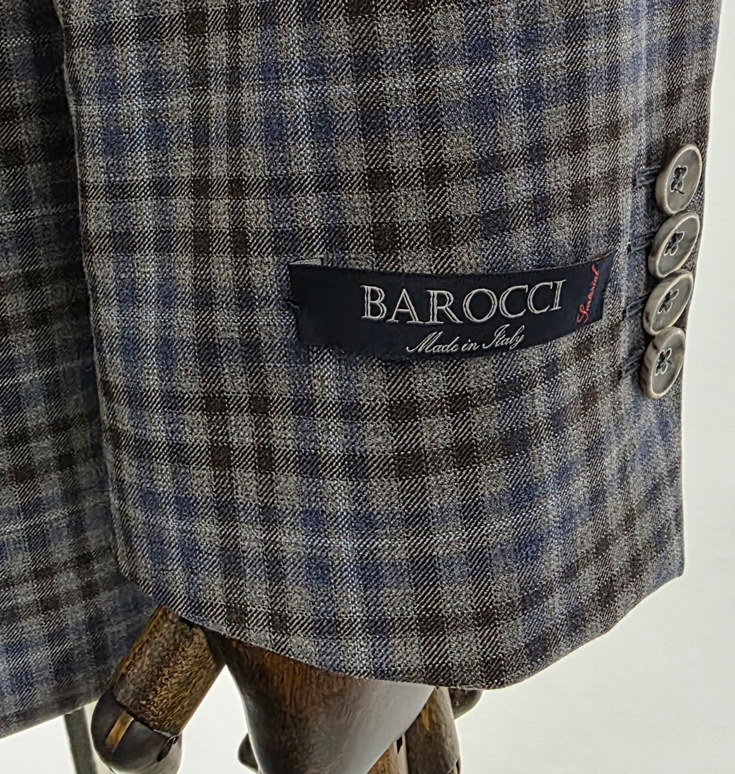 Barocci Grey, Blue and Brown Plaid Sport Coat
