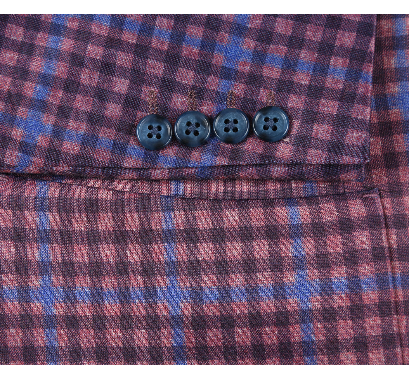 PS22-5 Men's Half Canvas Burgundy Windowpane Blazer