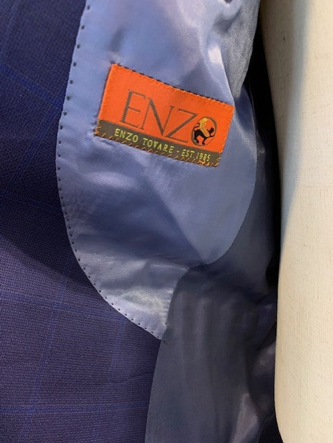 Enzo Super 150's Virgin Wool Navy Windowpane Suit