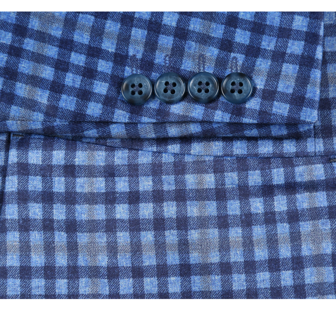 PS22-7 Men's Half Canvas Blue Plaid Blazer