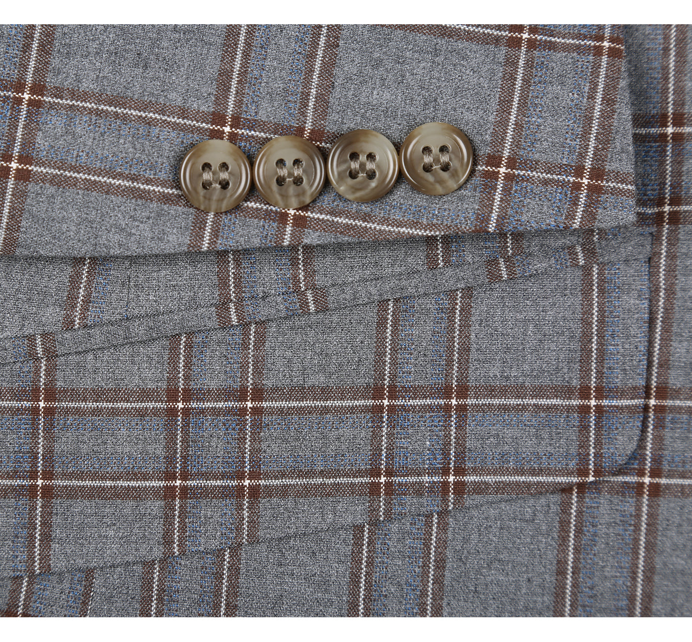 Renoir 293-7 Men's Two Piece Slim Fit Stretch Windowpane Check Dress Suit