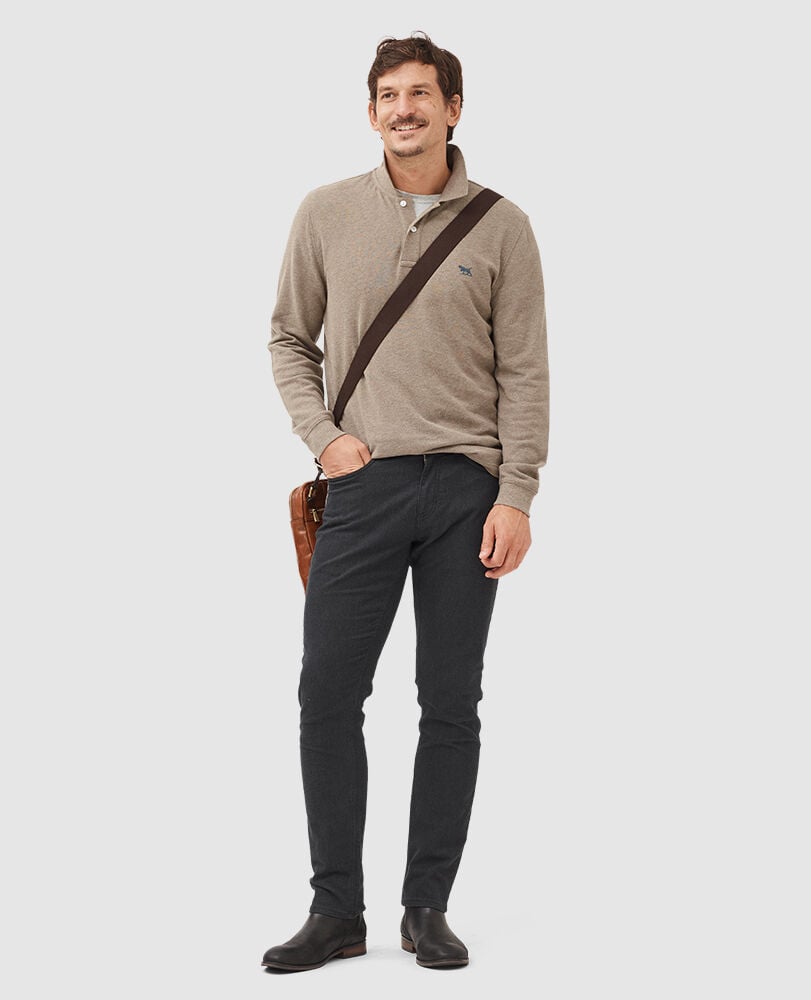 Rodd and Gunn Long Sleeve Sports Fit Gunn Polo Latte