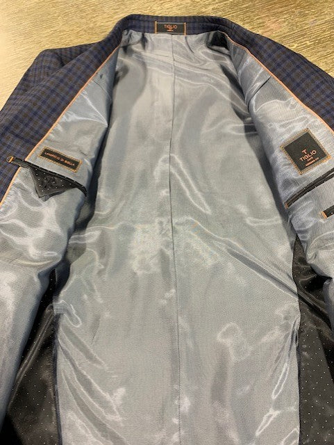 Light Blue, Taupe and Navy Check Sport Coat