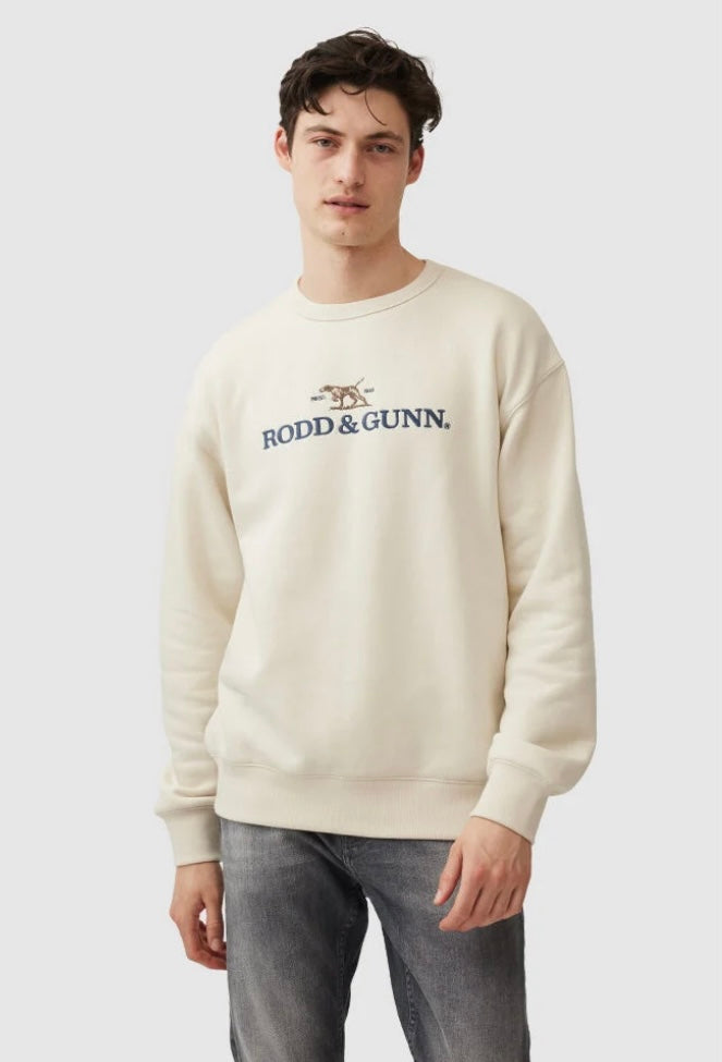 Rodd and Gunn Gunn Logo Sweat in Sand on clearance