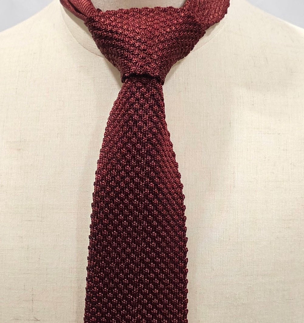 Geoff Nicholson Burgundy Knit Silk Tie