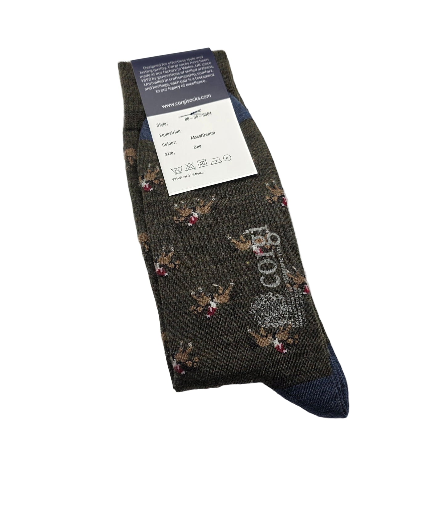 Corgi Premium Socks Moss/Denim Horse and Rider