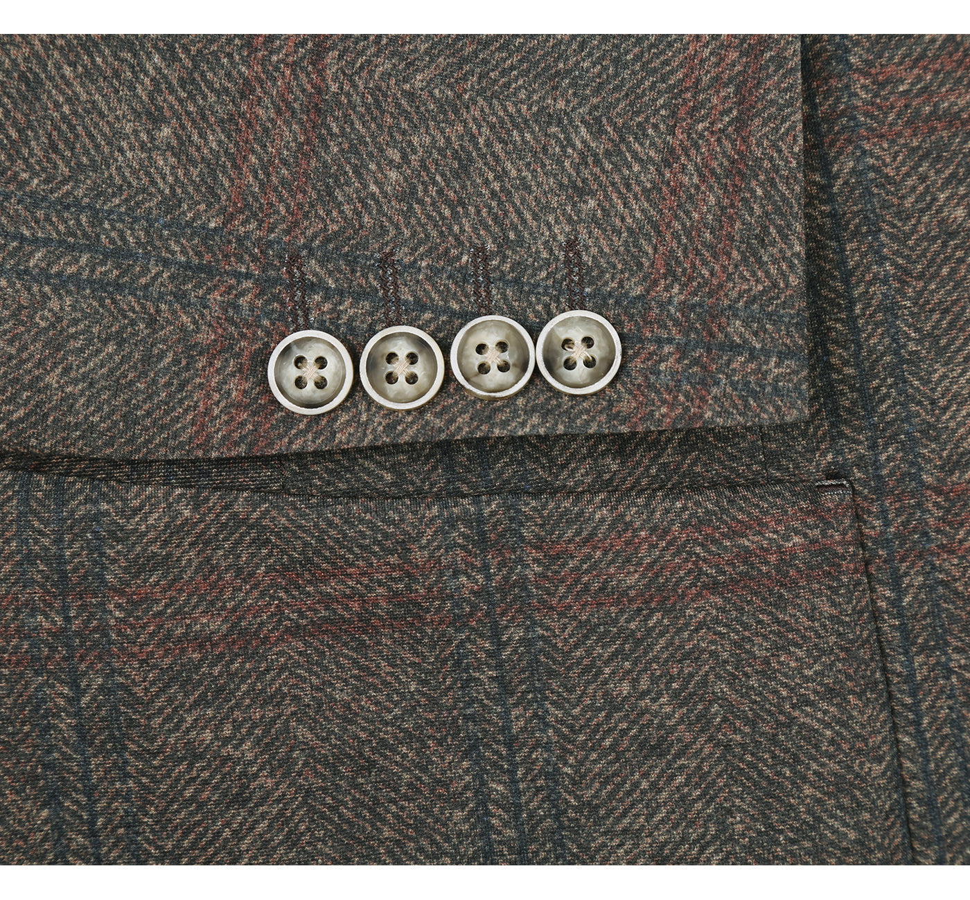 PF20-9 Men's Blazer Slim Fit Half Canvas Brown Windowpane Sport Coat