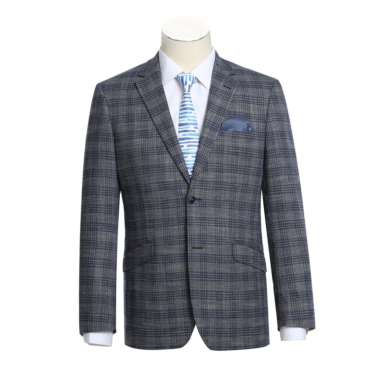 Renoir 294-13 Men's Slim Fit Stretch Checked Blazer