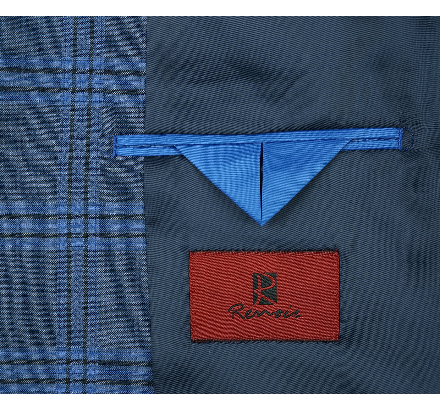Renoir 293-4 Men's 2-Piece Slim Fit Notch Lapel Stretch Windowpane Suit