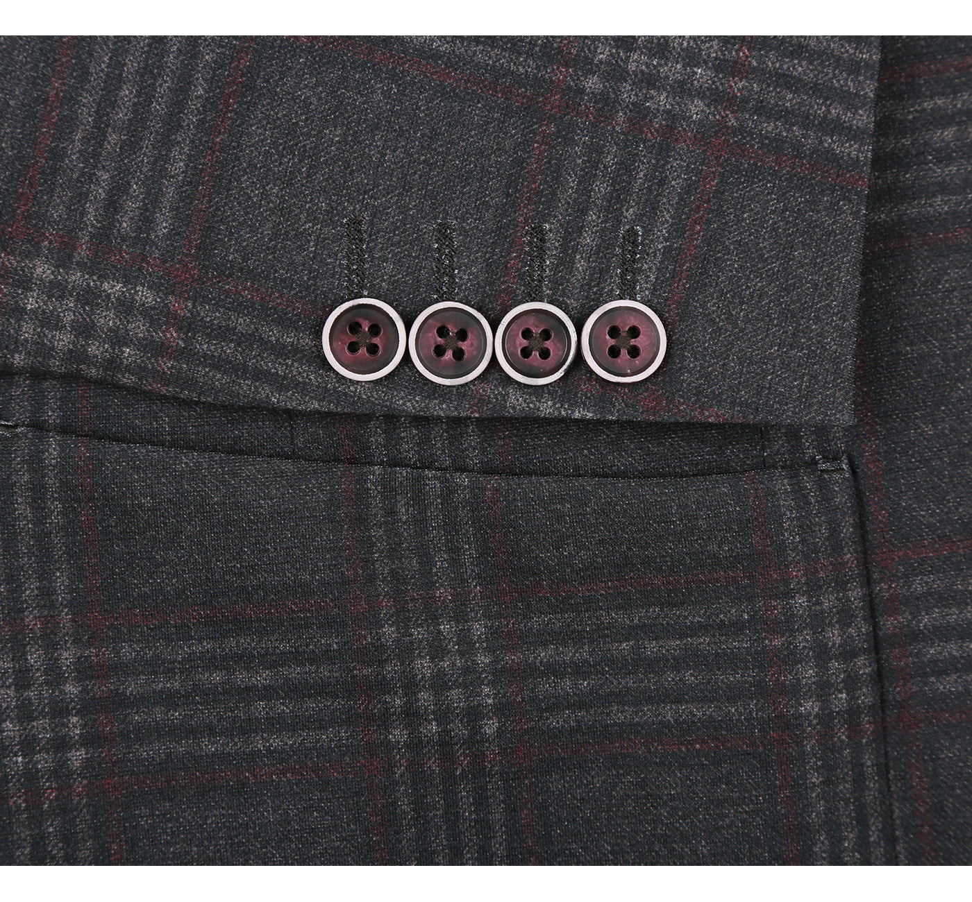 PF20-10 Men's Blazer Slim Fit Half Canvas Dark Grey Windowpane Sport Coat