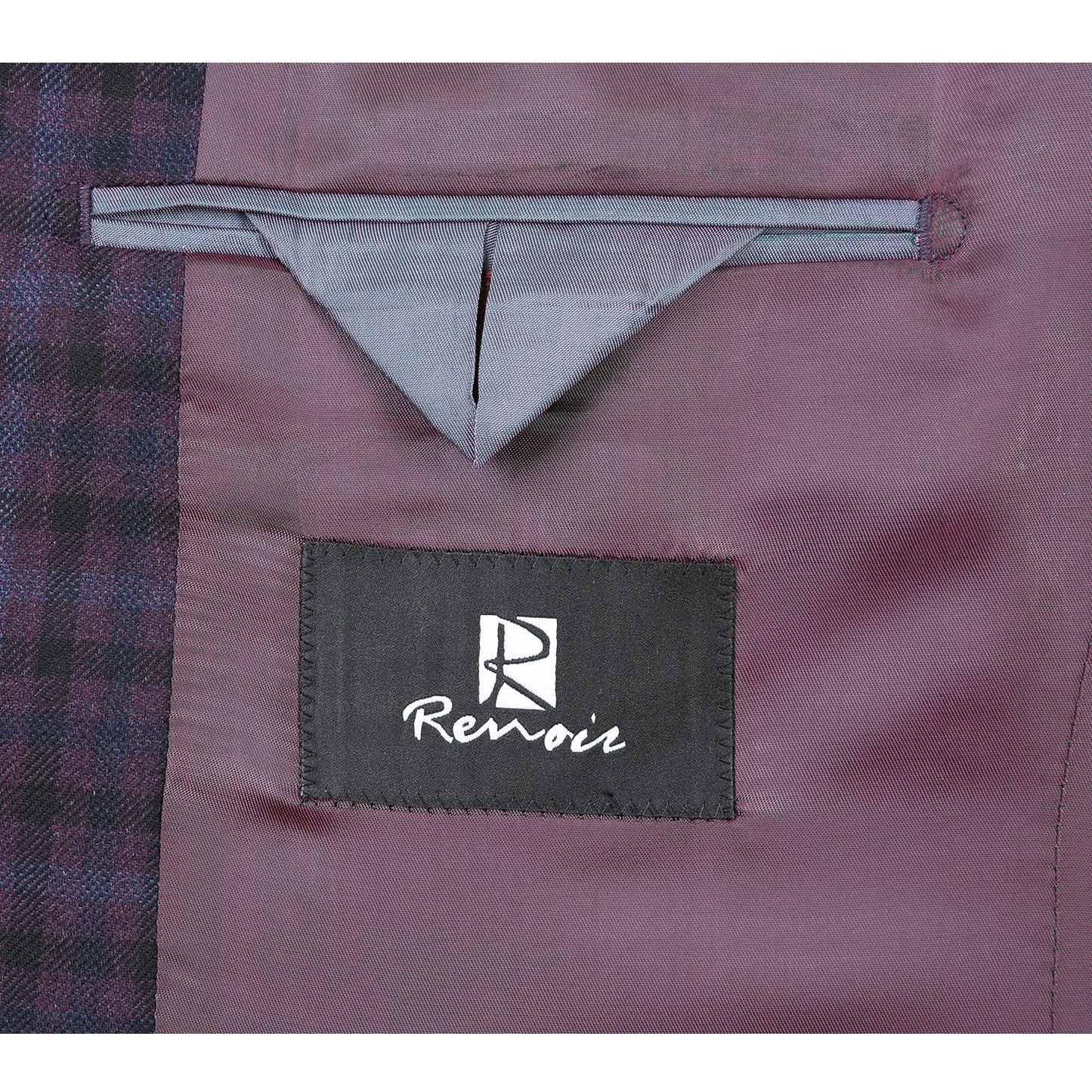 Renoir 563-9 Men's Slim Fit Wool Blend Checked Blazer
