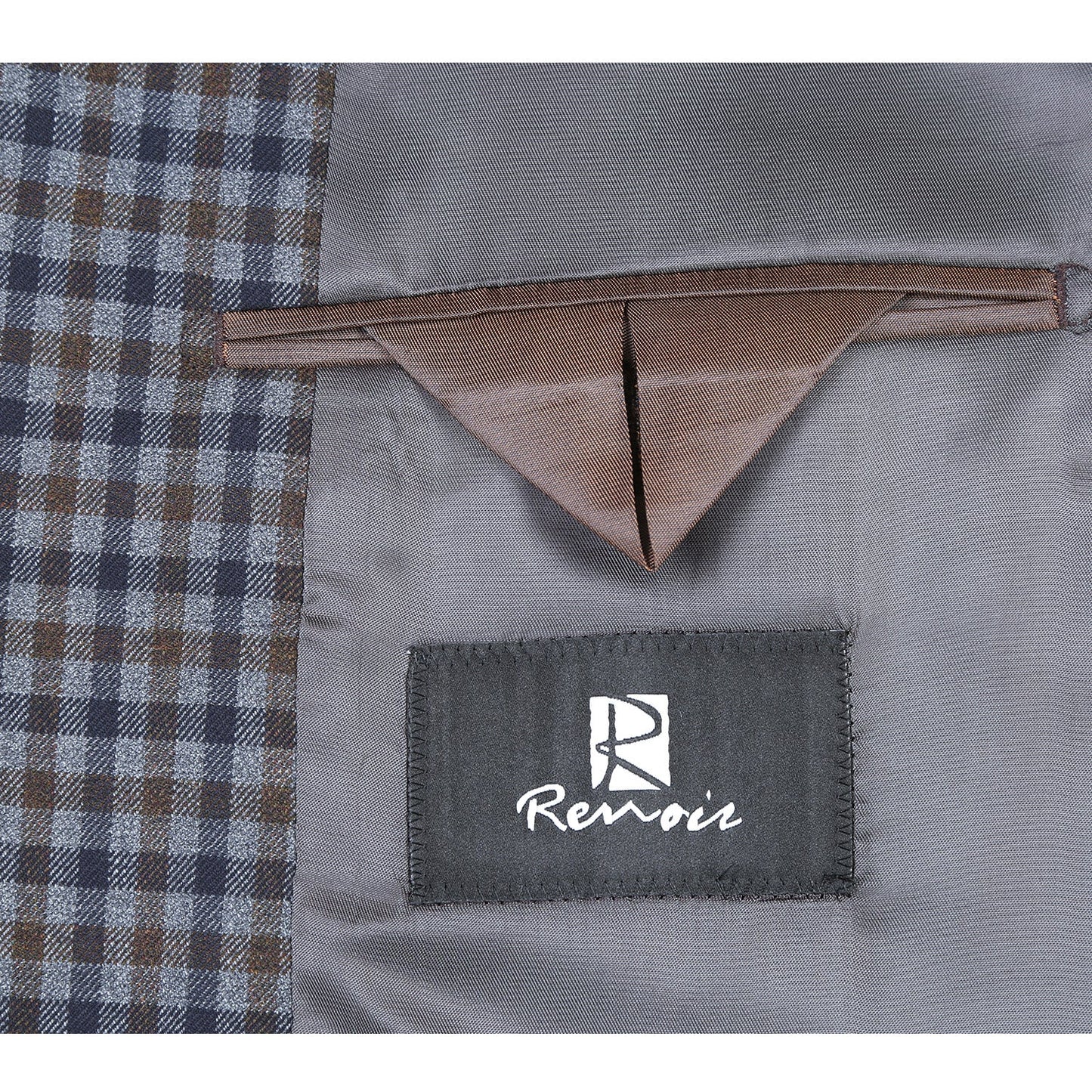 Renoir 563-10 Men's Slim Fit Wool Checked Blazer