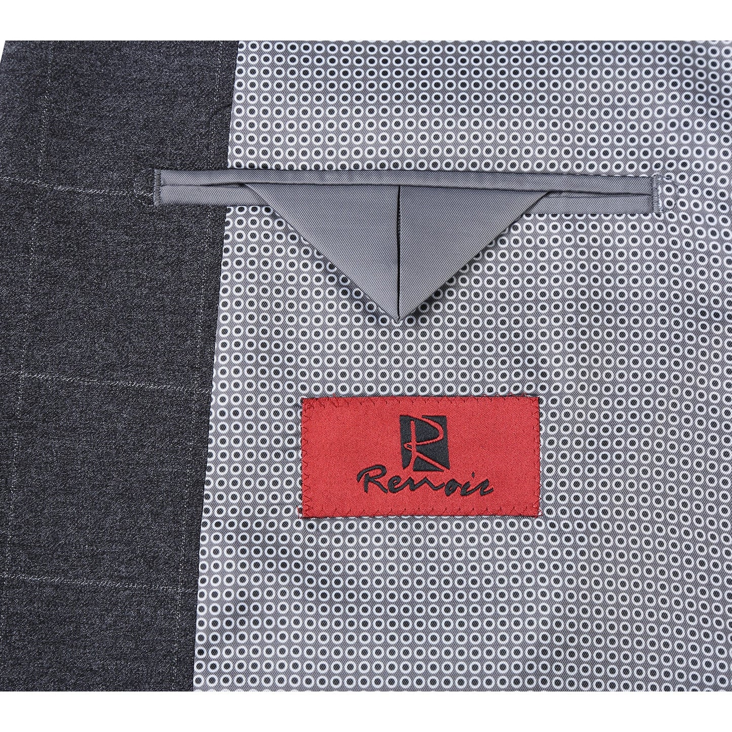 Renoir 293-31 Men's Slim Fit Medium Gray Windowpane Suit