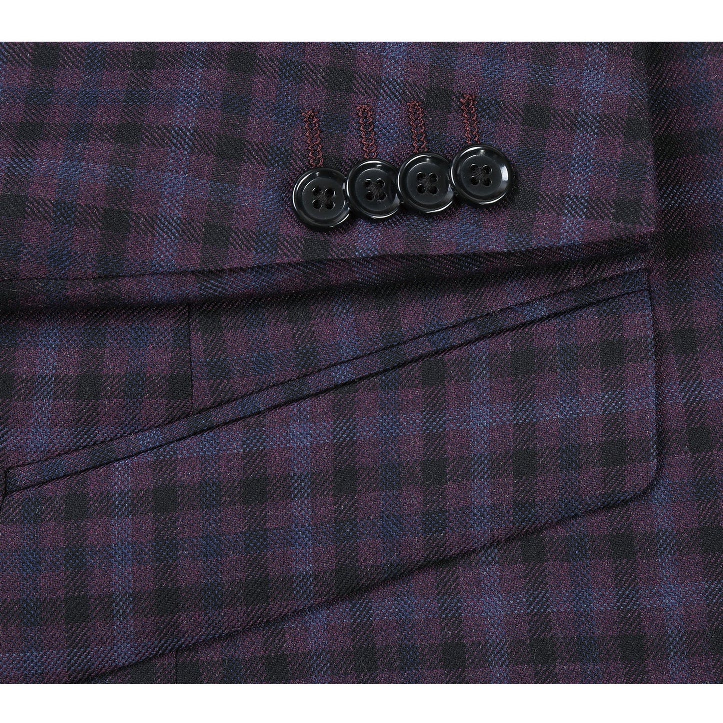 Renoir 563-9 Men's Slim Fit Wool Blend Checked Blazer