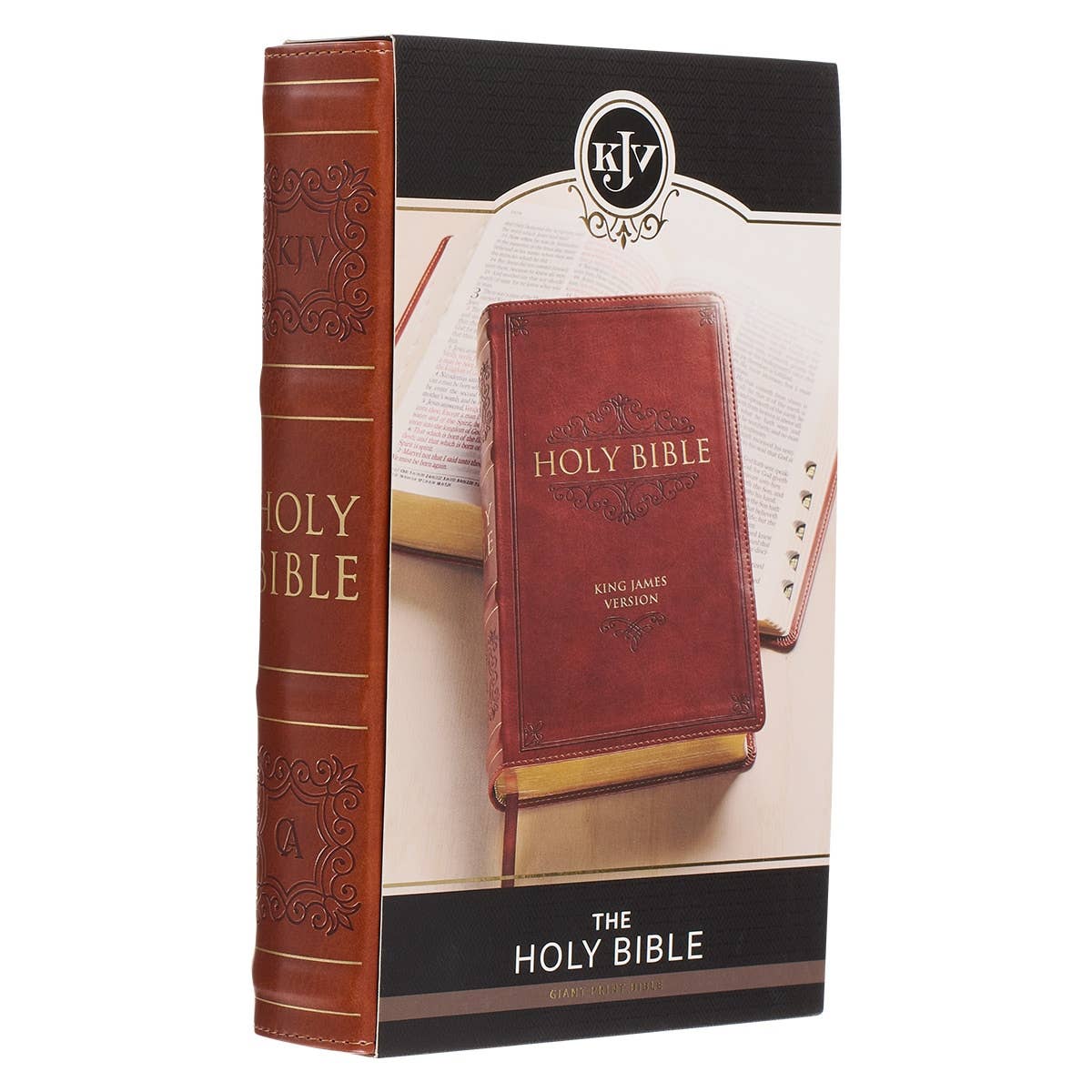 KJV Bible Giant Print Standard-size Faux Leather, Saddle Tan Book