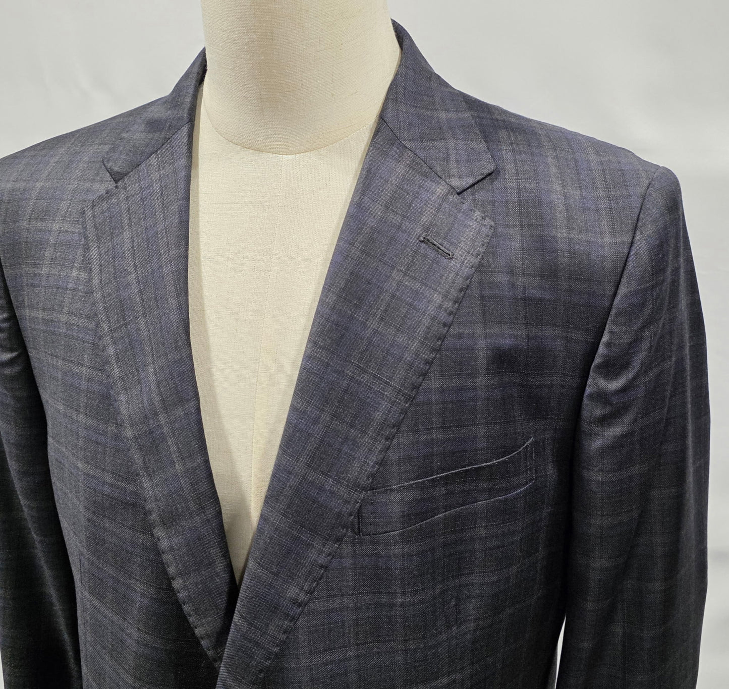 Barocci Charcoal Grey and Purple Plaid Modern Fit Sport Coat