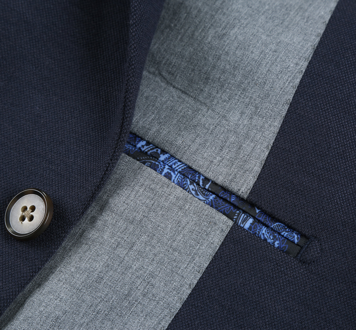 PF21-3 Men's Slim Fit Half-Canvas Solid Navy Black Suit Jacket