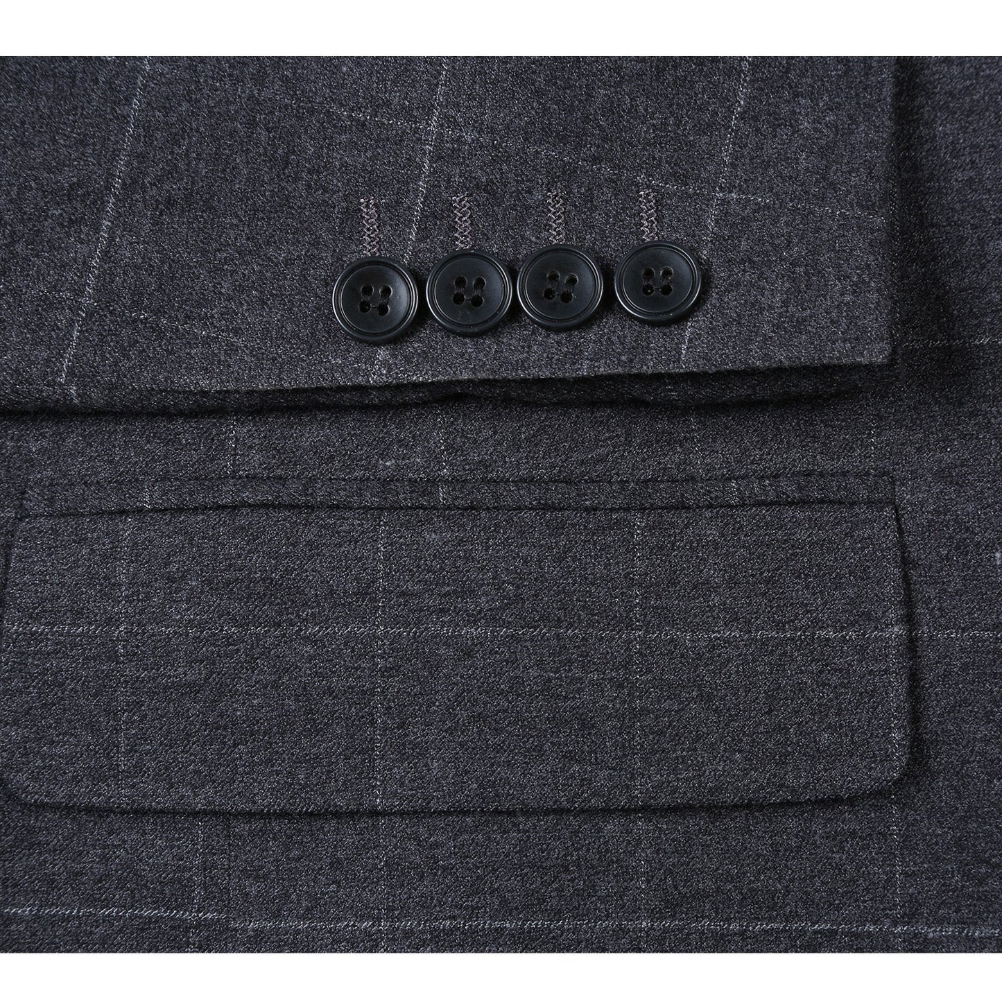 Renoir 293-31 Men's Slim Fit Medium Gray Windowpane Suit