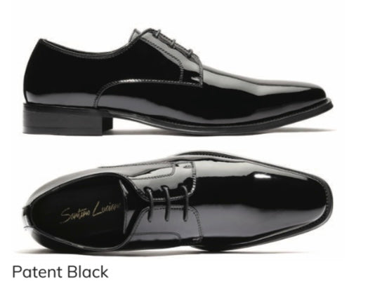 Santino Luciano Black Patent Lace Up Shoe