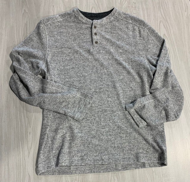 NICOBY GREY HENLEY LONG SLEEVE SHIRT on clearance