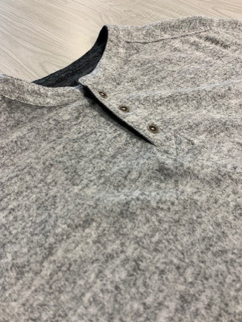 NICOBY GREY HENLEY LONG SLEEVE SHIRT on clearance