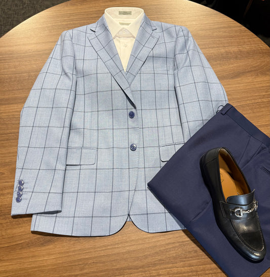 Tiglio Blue Windowpane Modern Fit Wool Sport Coat on sale