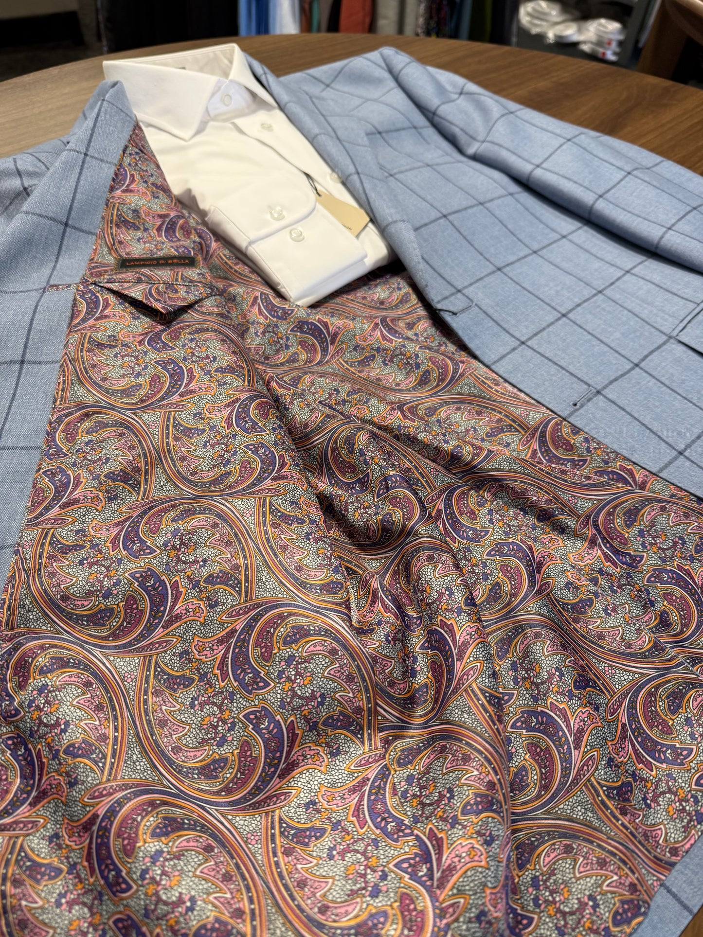 Tiglio Blue Windowpane Modern Fit Wool Sport Coat