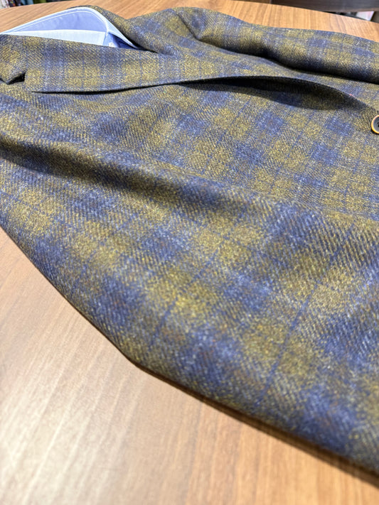 TG Signature Series Collection Olive and Navy Windowpane Cashmere Blend Sport Coat Fabric Made in Italy on sale